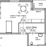 ca. 30 m2 mit einem zusätzlichen Anteil von ca. 8 m2 Lagerfläche